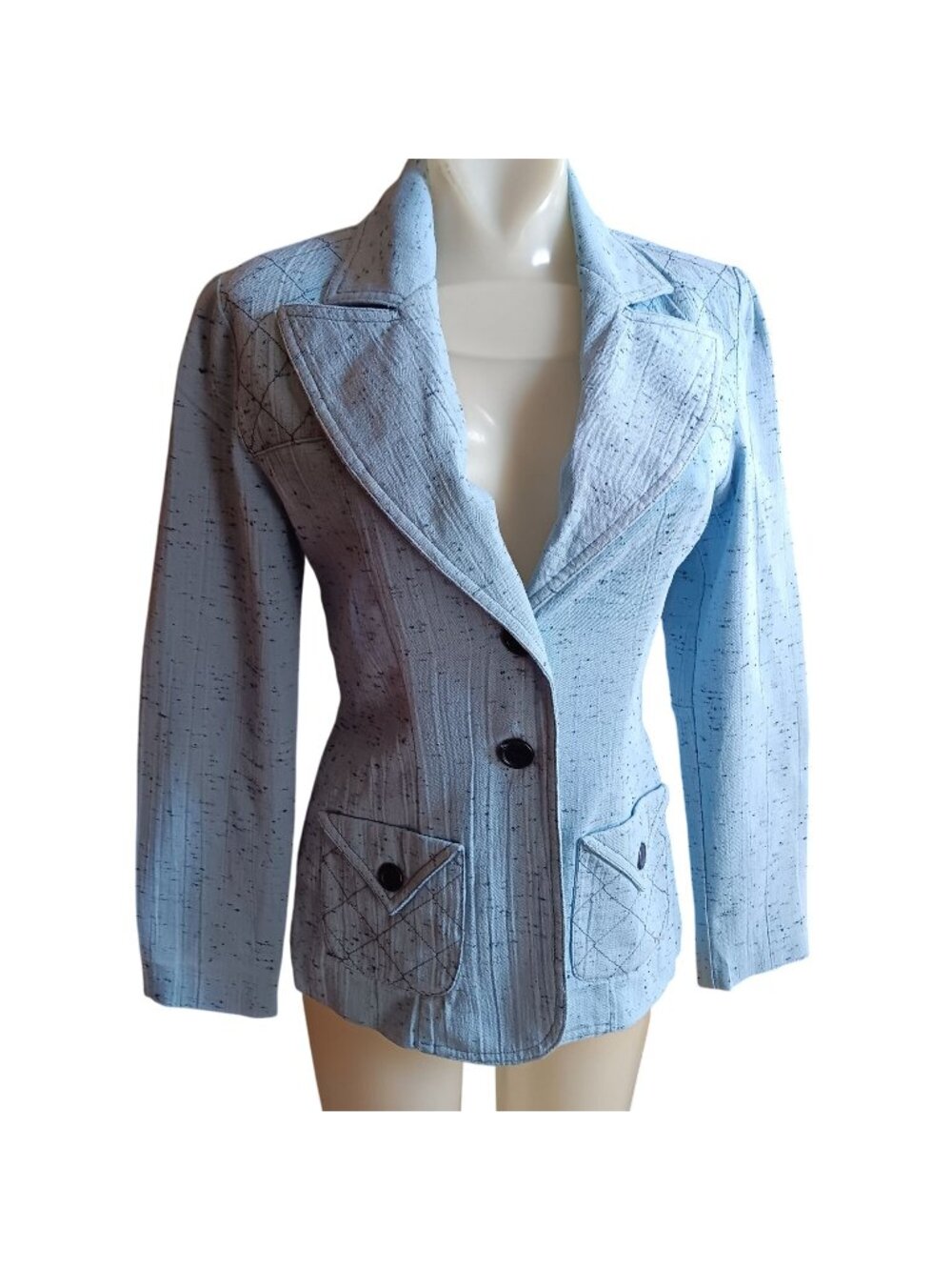 sz 5 True Vintage Blazer Jacket Bobbie Brooks Textured Boho Quilted Pocket USA